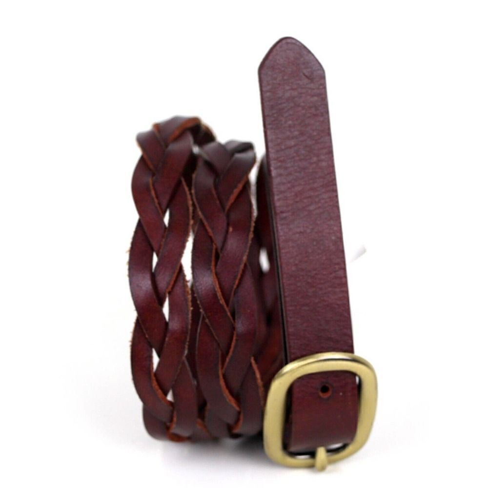 Old Navy BRAIDED BROWN GENUINE LEATHER 3/4"Wd DRESS WOMEN'S BELT Sz XS/S (P38